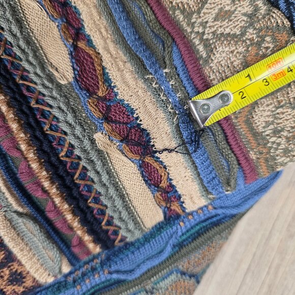 Tundra Men's Vintage Knit Coogi Style Crewneck Sweater Textured L 90s - Picture 8 of 14